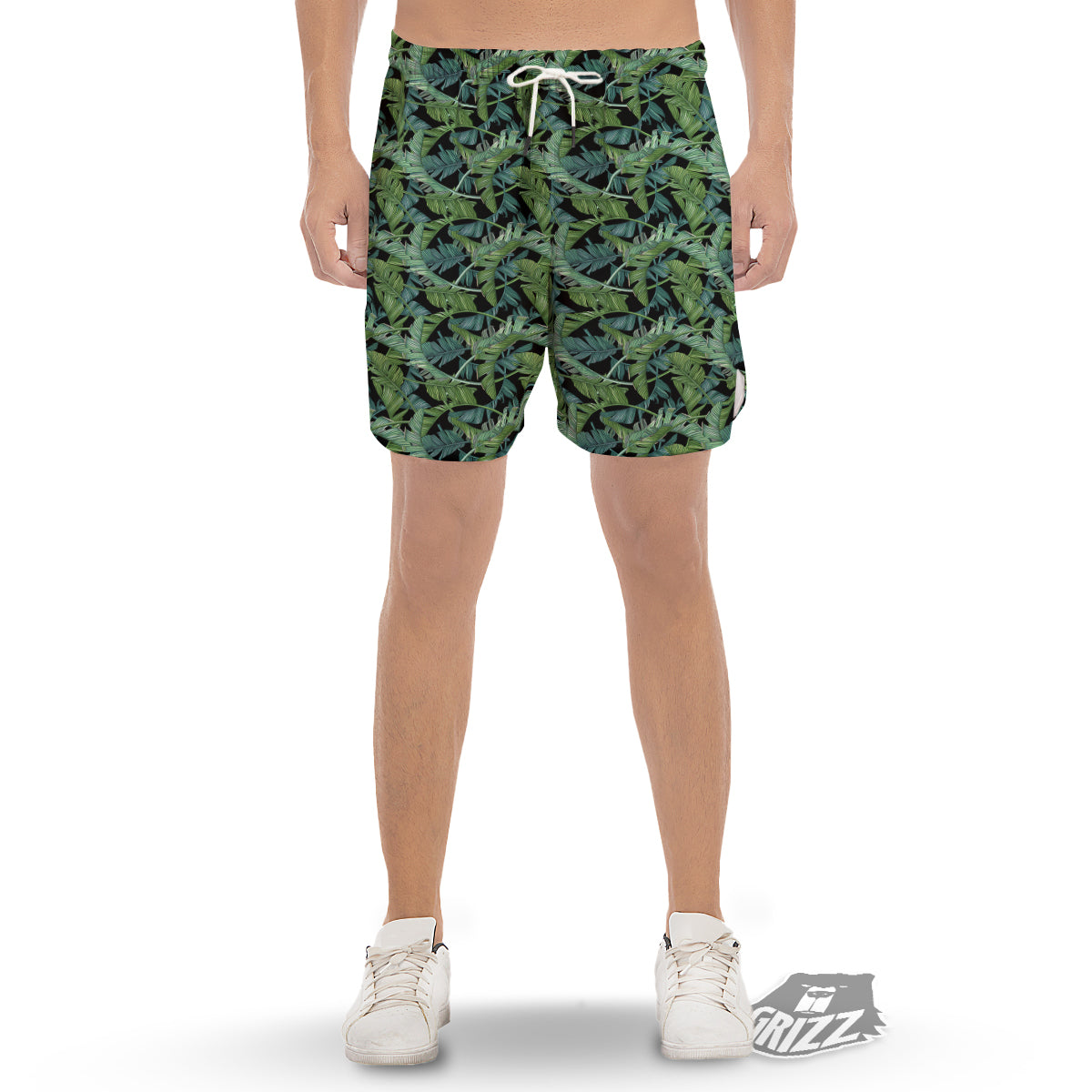 Banana Leaf Print Pattern Men's Gym Shorts-grizzshop
