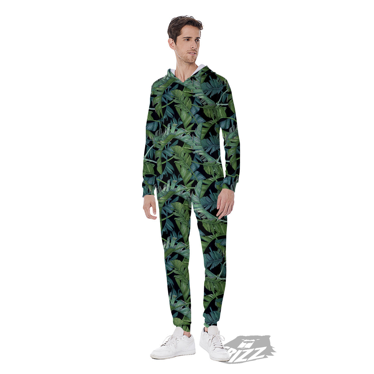 Banana Leaf Print Pattern Men's Jumpsuit-grizzshop