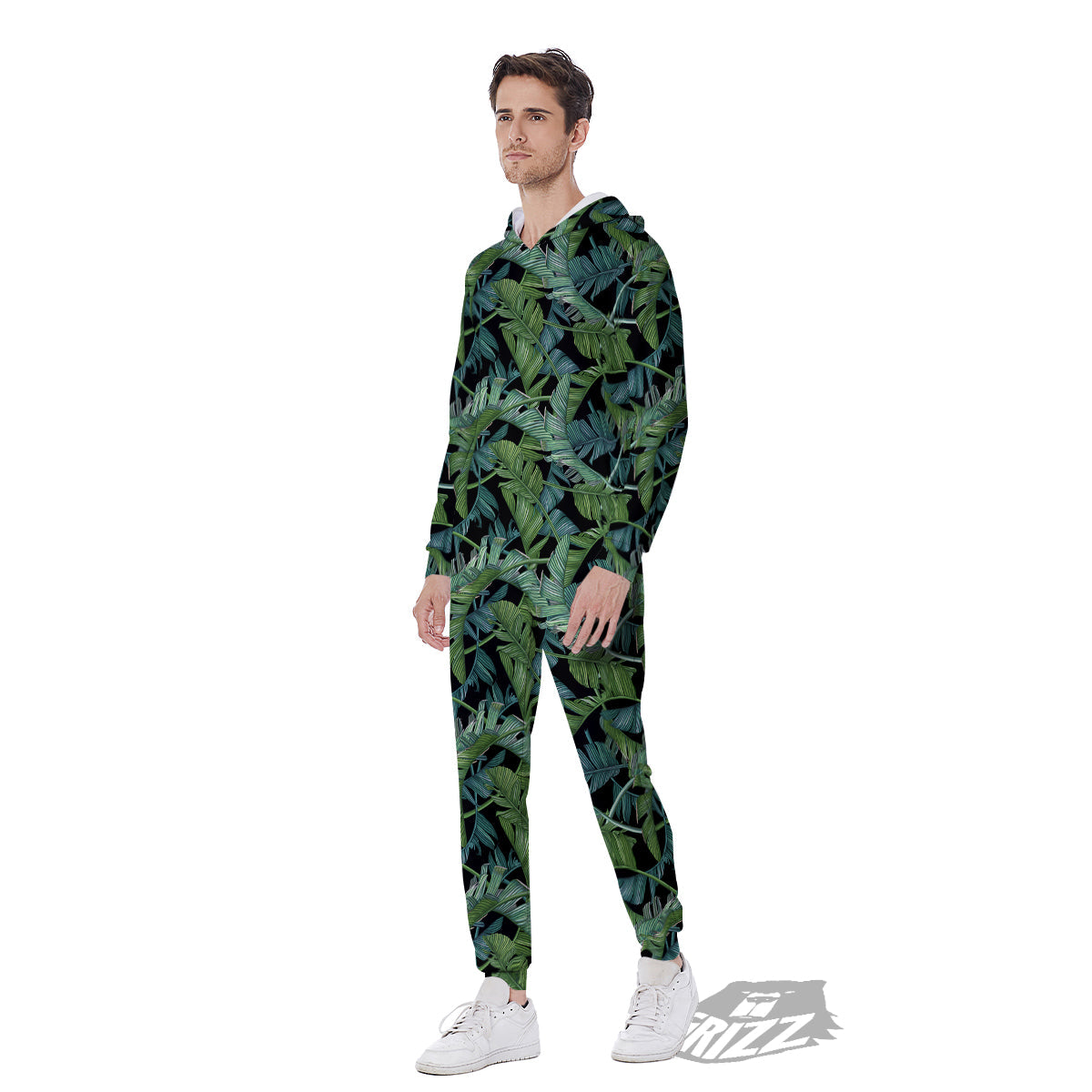 Banana Leaf Print Pattern Men's Jumpsuit-grizzshop