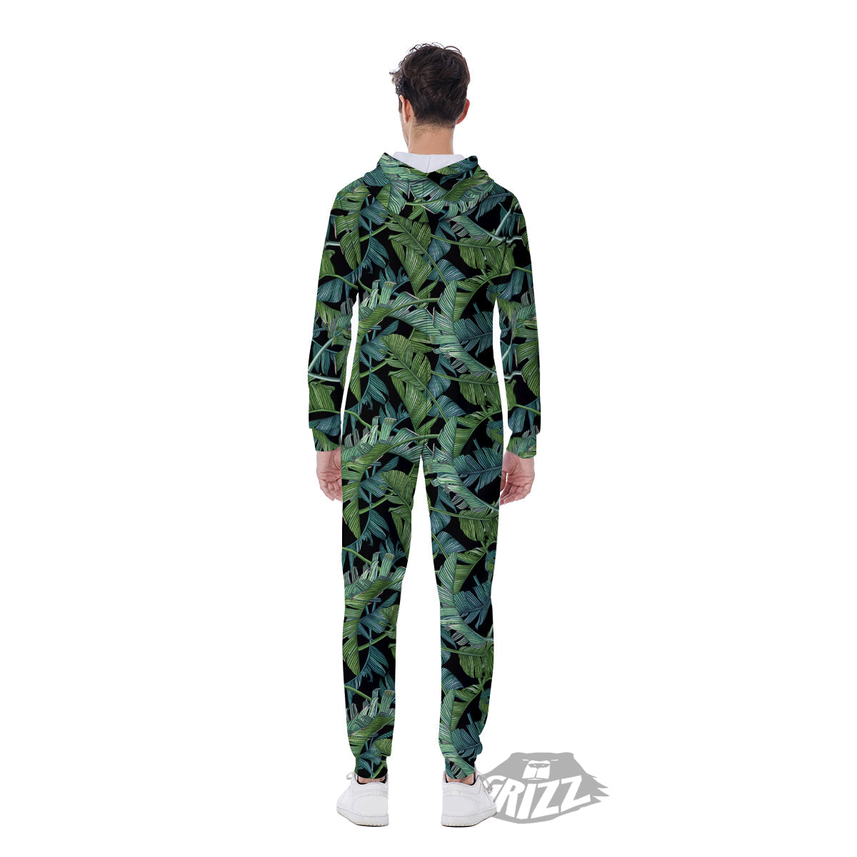 Banana Leaf Print Pattern Men's Jumpsuit-grizzshop