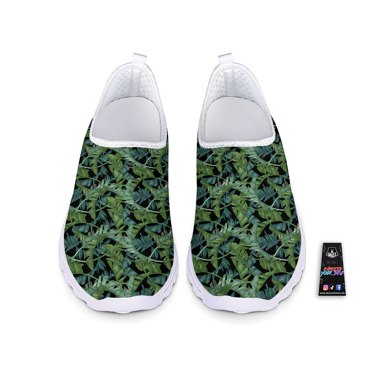 Banana Leaf Print Pattern Nurse Shoes-grizzshop