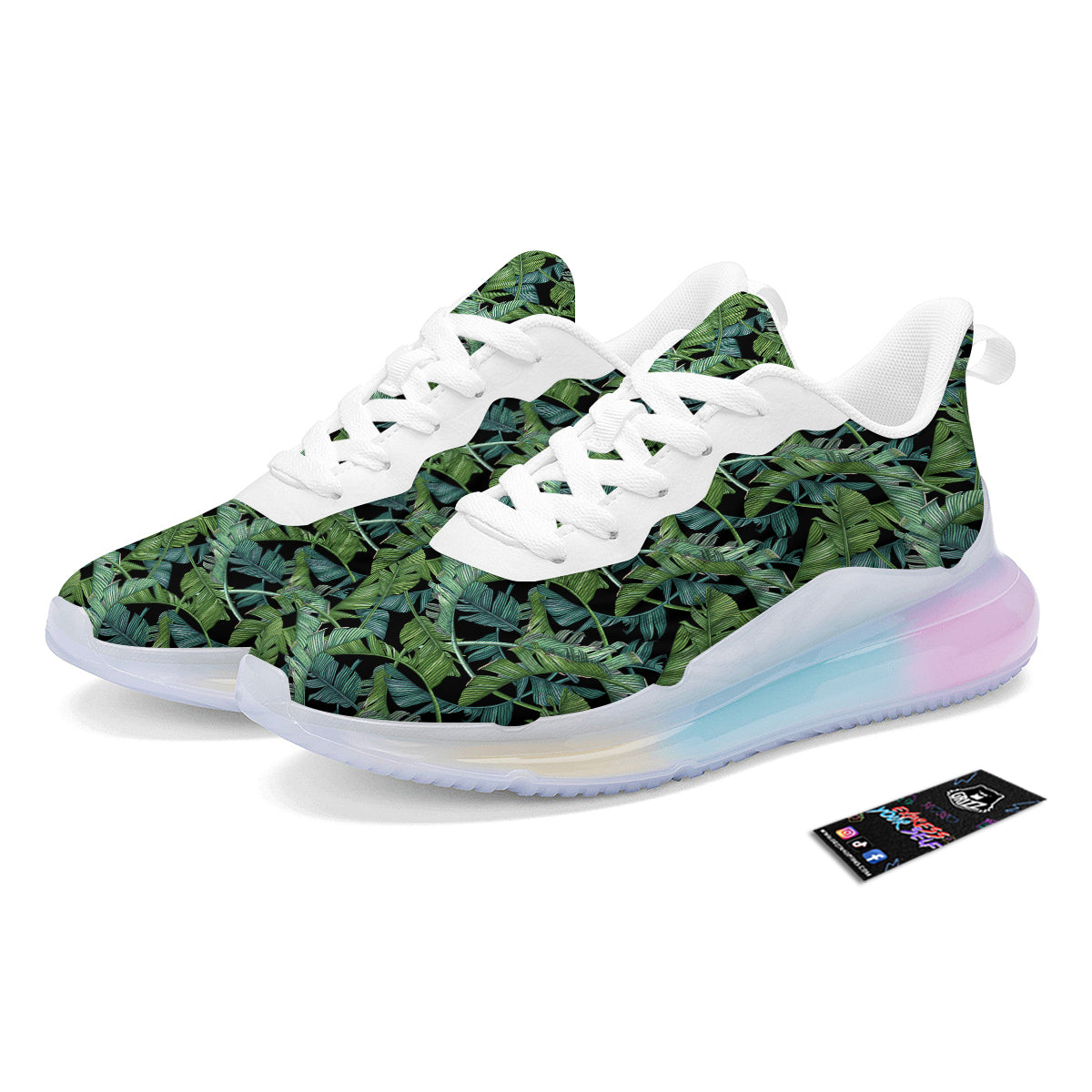 Banana Leaf Print Pattern Running Sneakers-grizzshop