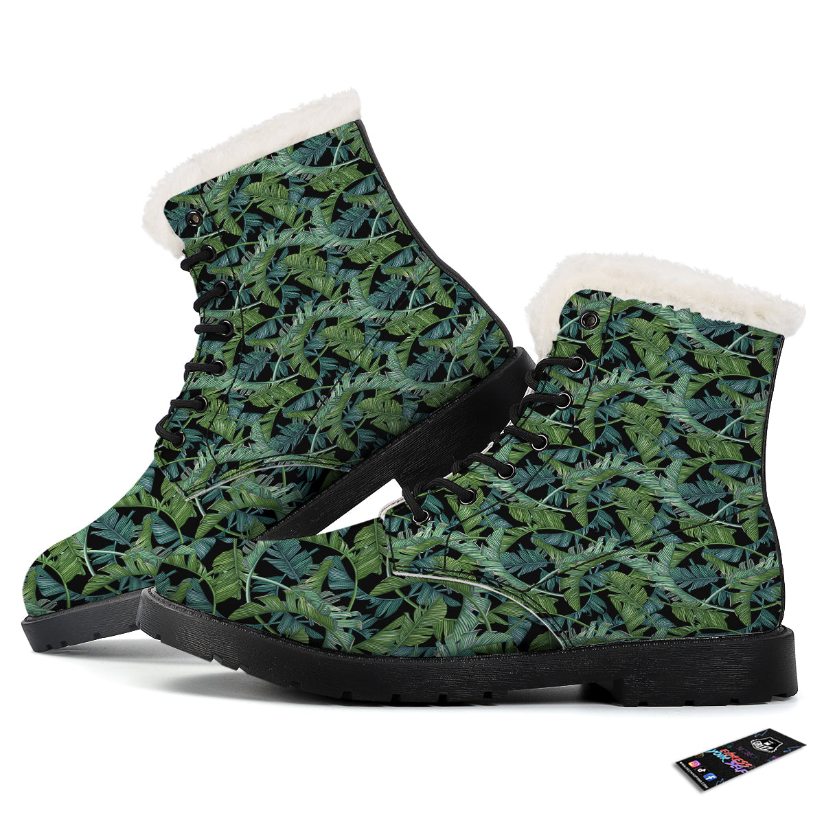 Banana Leaf Print Pattern Winter Boots-grizzshop