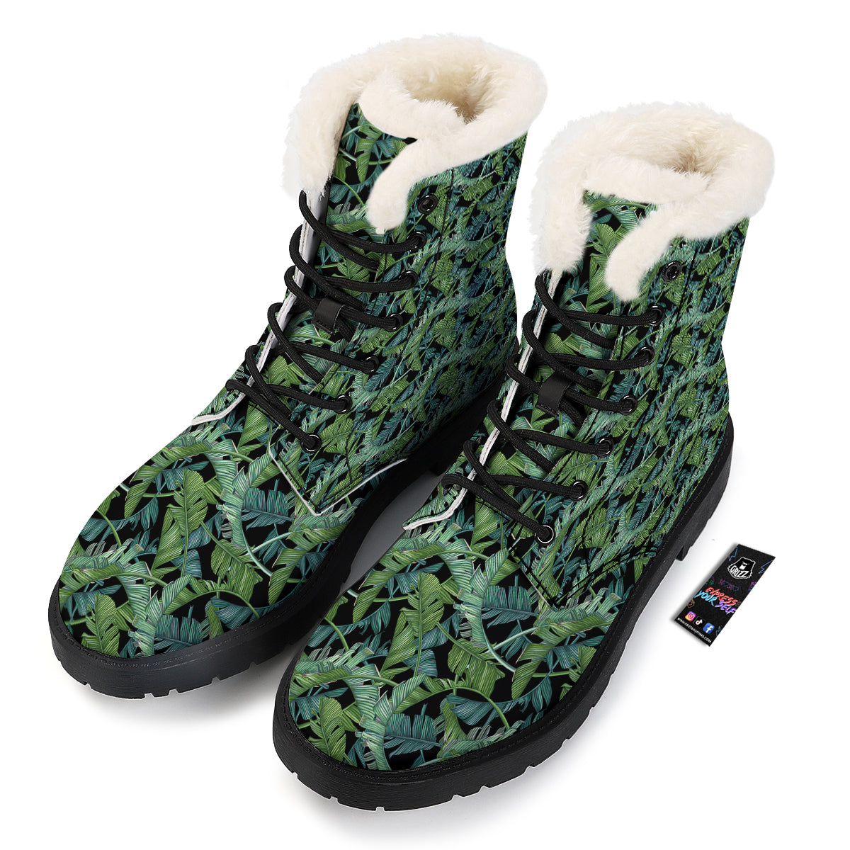 Banana Leaf Print Pattern Winter Boots-grizzshop
