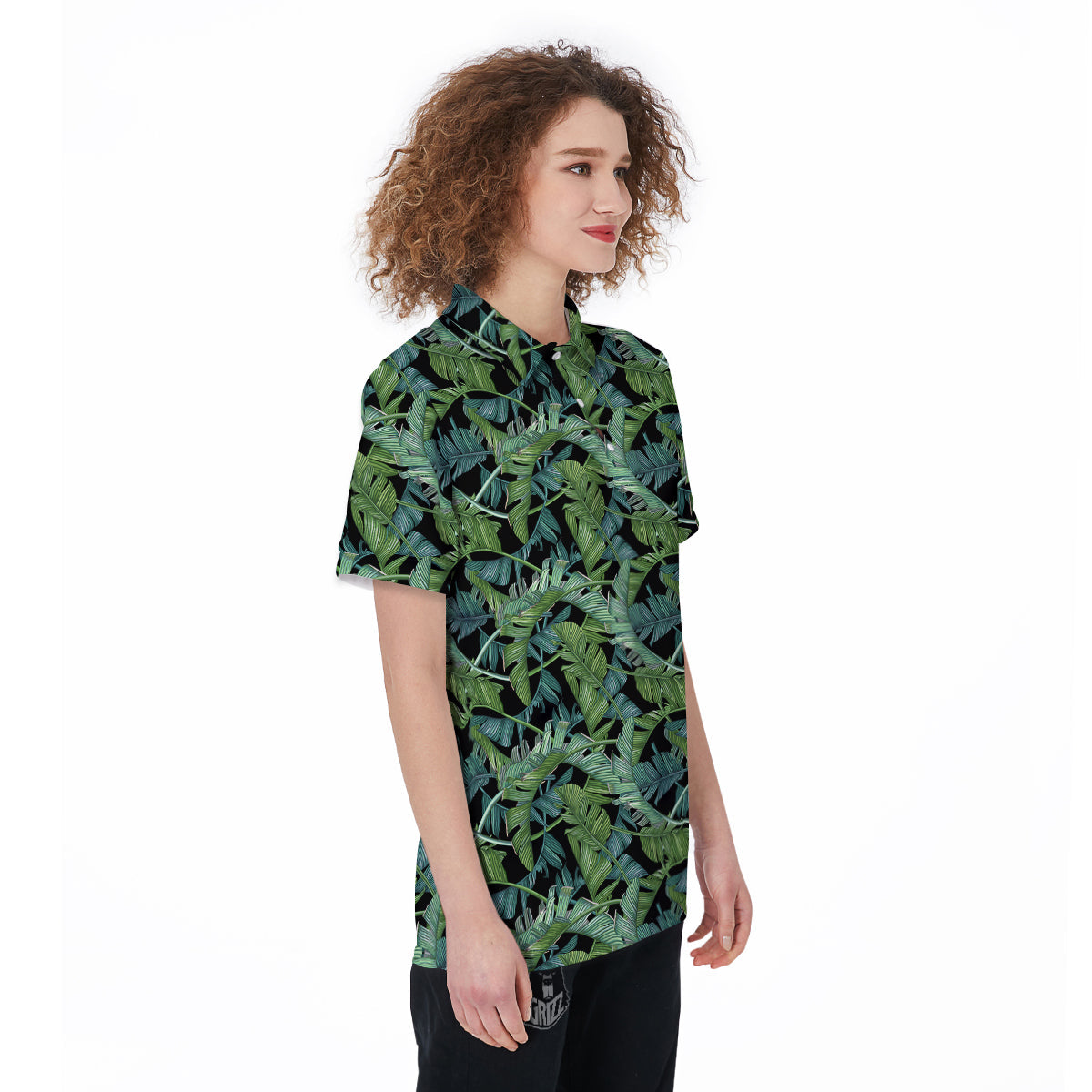 Banana Leaf Print Pattern Women's Golf Shirts-grizzshop