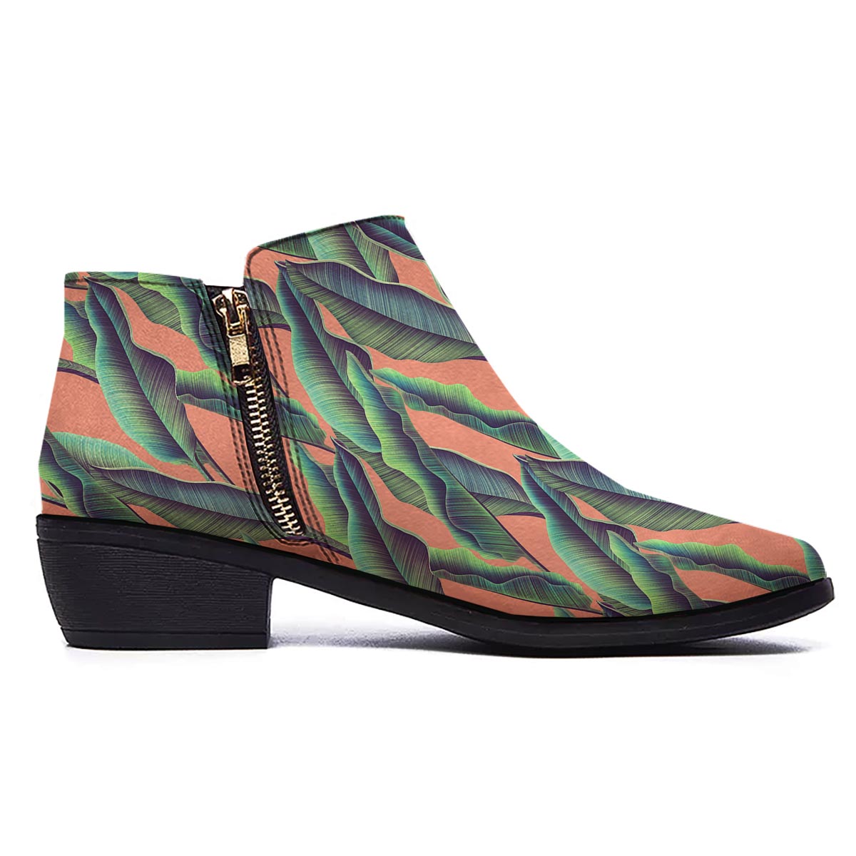 Banana Leaf Tropical Print Pattern Ankle Boots-grizzshop