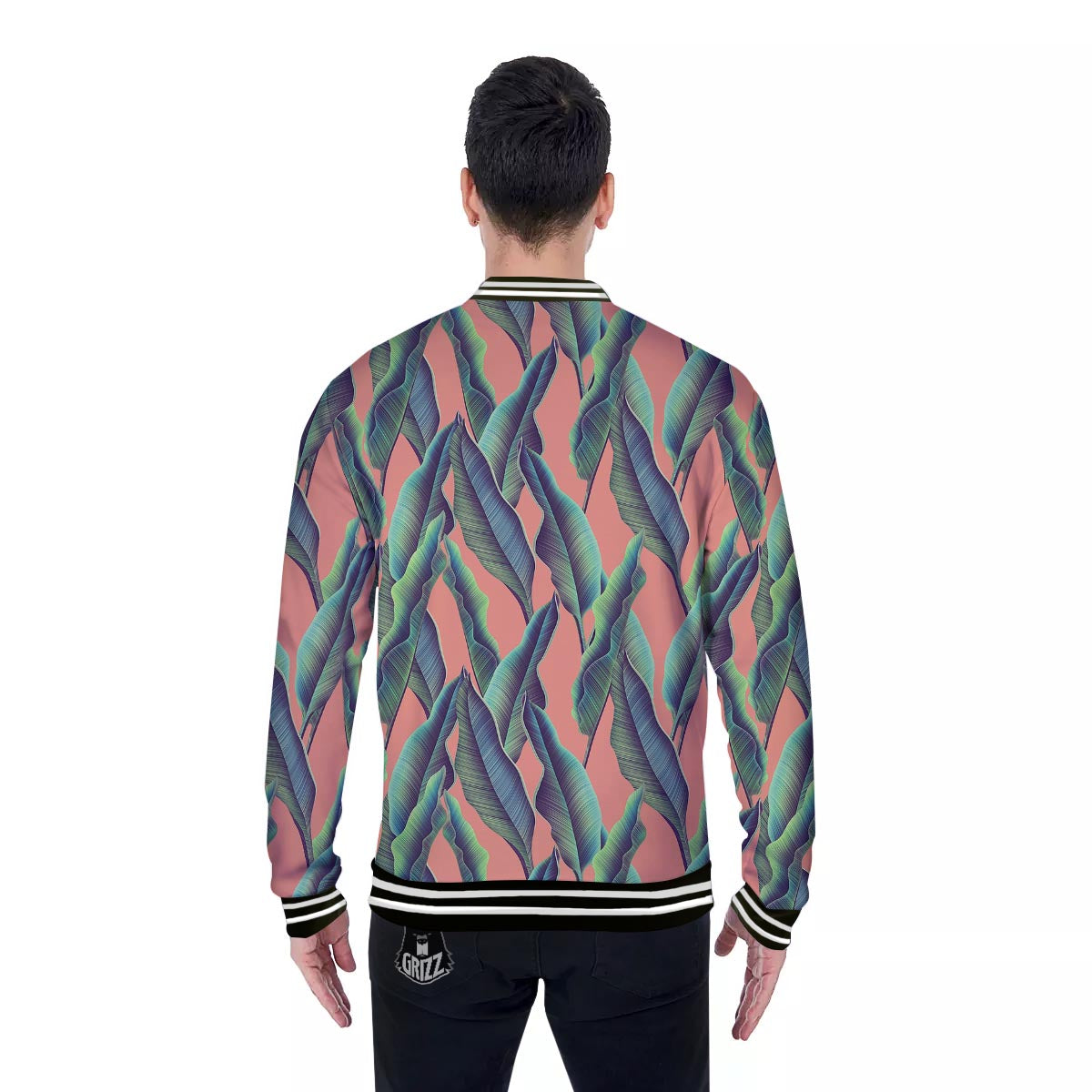 Banana Leaf Tropical Print Pattern Baseball Jacket-grizzshop
