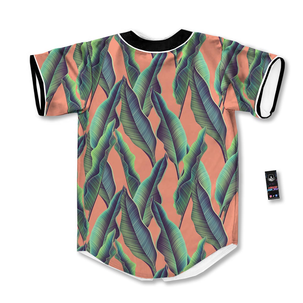 Banana Leaf Tropical Print Pattern Baseball Jersey-grizzshop