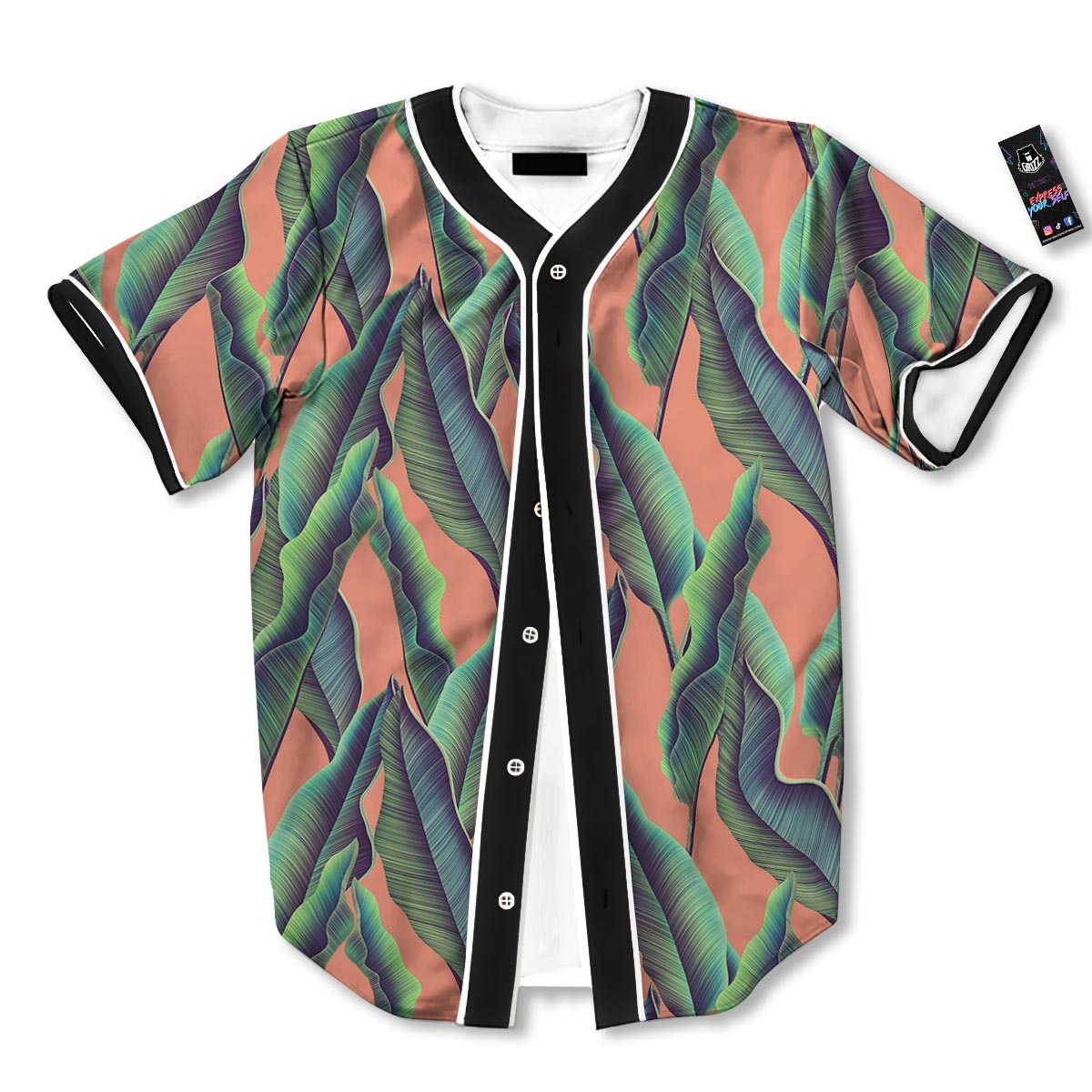 Banana Leaf Tropical Print Pattern Baseball Jersey-grizzshop
