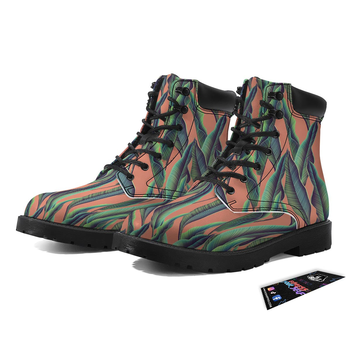 Banana Leaf Tropical Print Pattern Boots-grizzshop