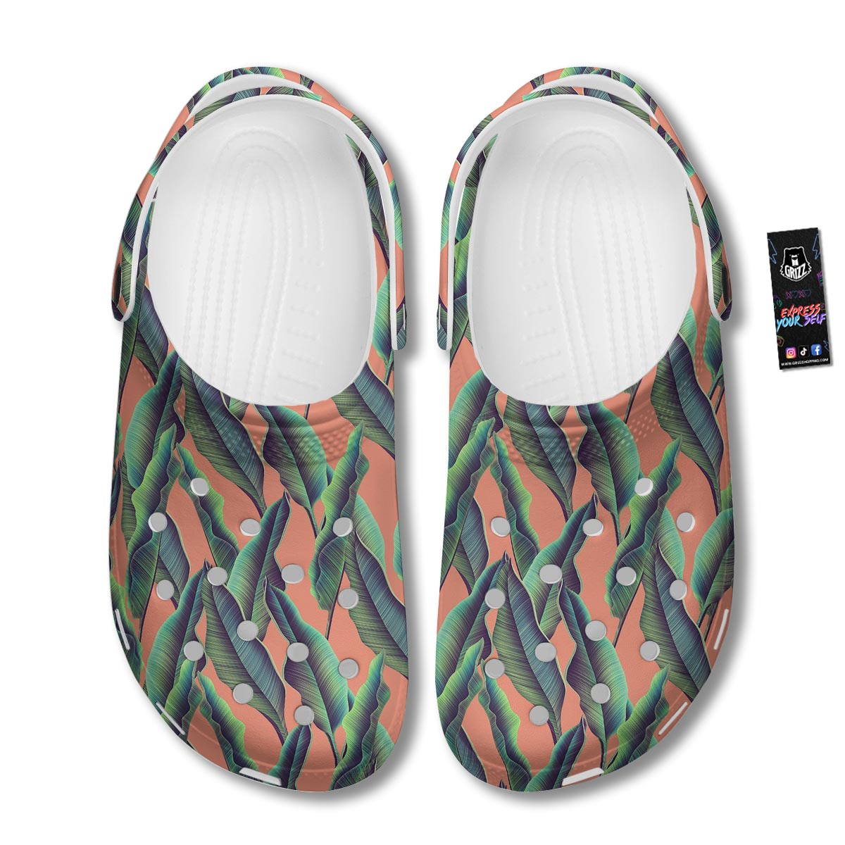 Banana Leaf Tropical Print Pattern Clog-grizzshop