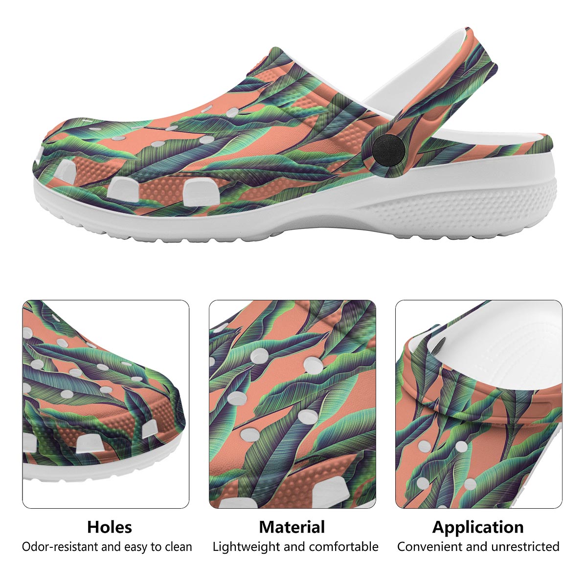 Banana Leaf Tropical Print Pattern Clog-grizzshop
