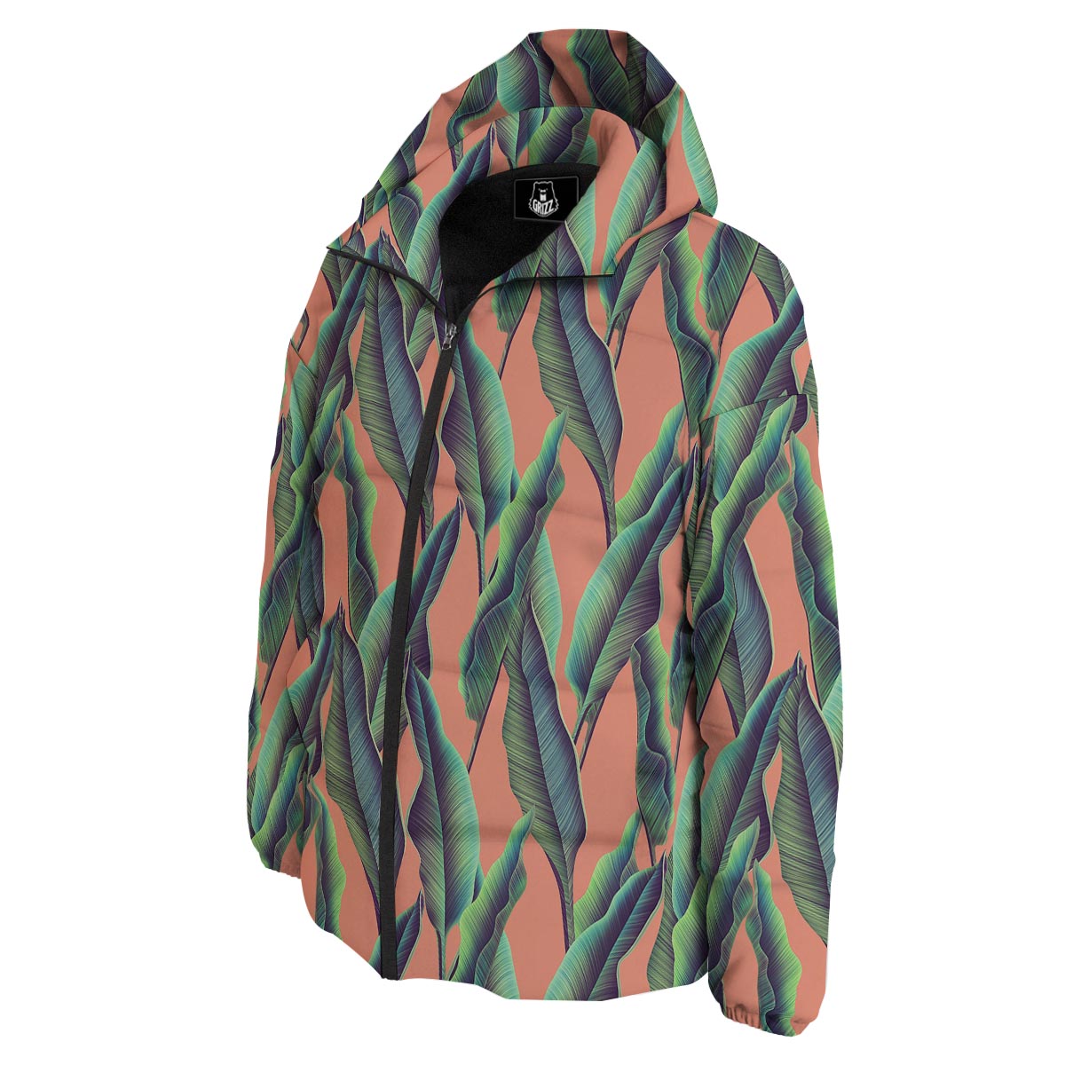 Banana Leaf Tropical Print Pattern Down Jacket-grizzshop