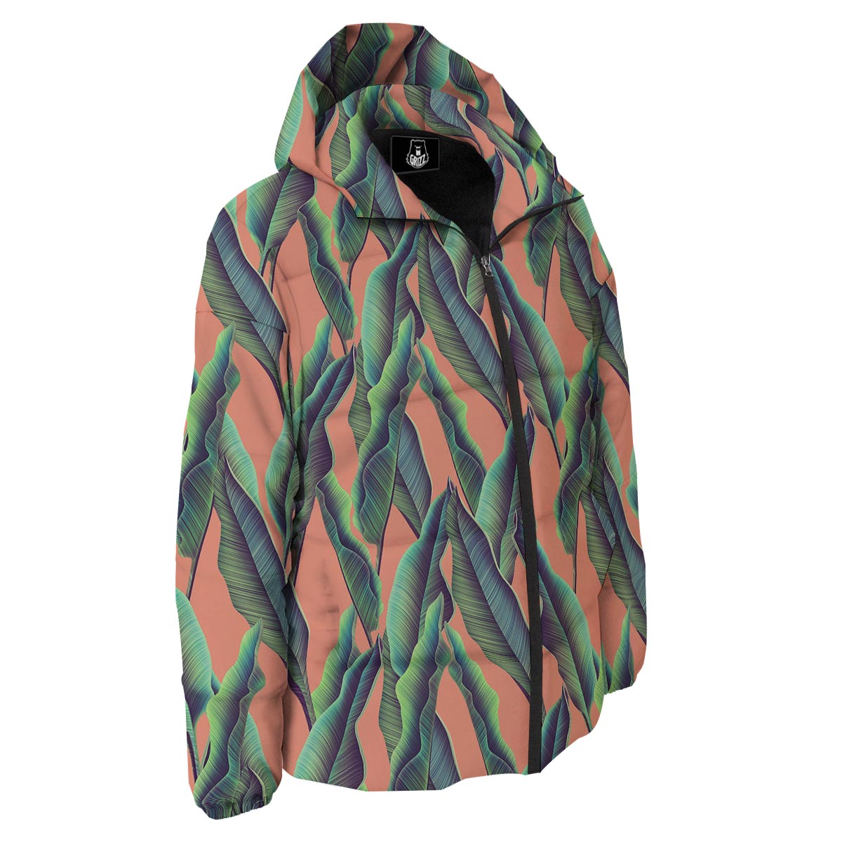 Banana Leaf Tropical Print Pattern Down Jacket-grizzshop