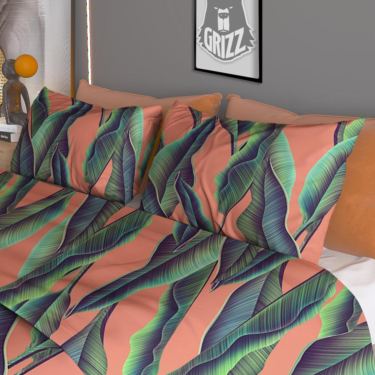 Banana Leaf Tropical Print Pattern Duvet Cover Bedding Set