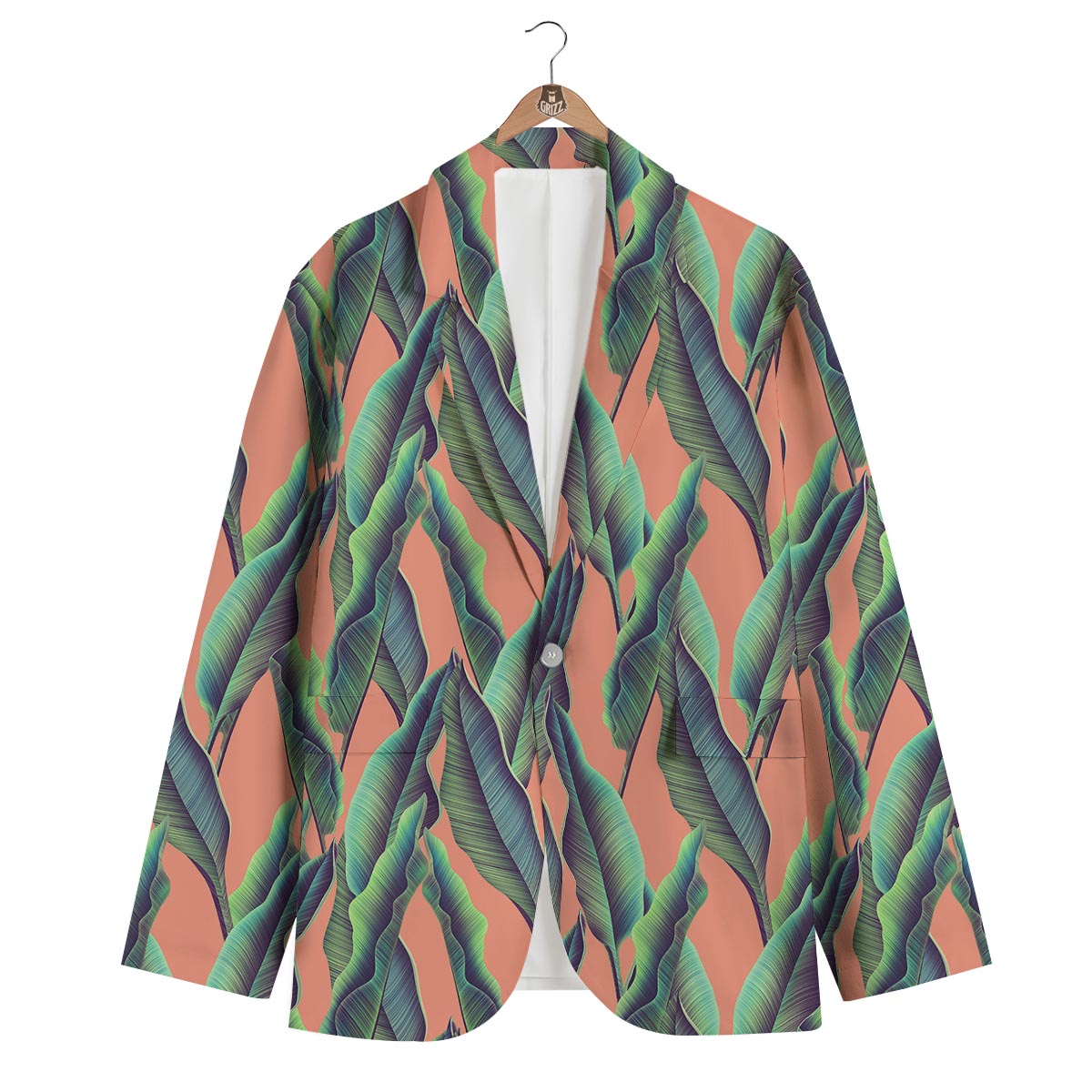 Banana Leaf Tropical Print Pattern Men's Blazer-grizzshop