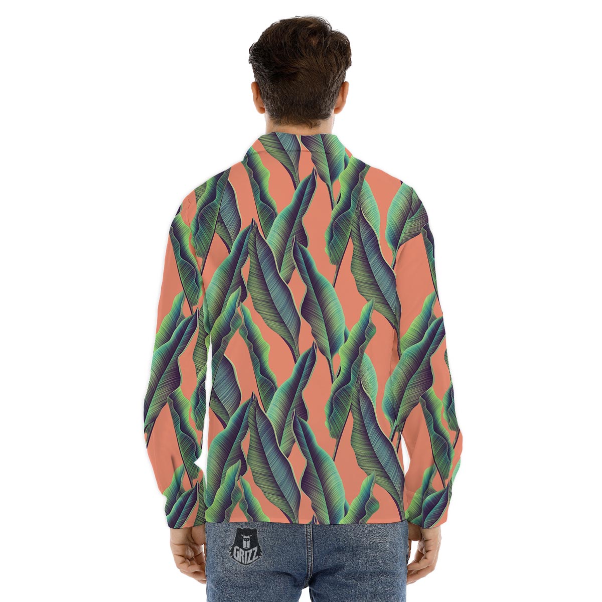 Banana Leaf Tropical Print Pattern Men's Dress Shirts-grizzshop