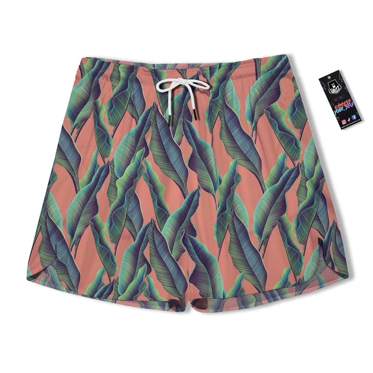 Banana Leaf Tropical Print Pattern Men's Running Shorts-grizzshop