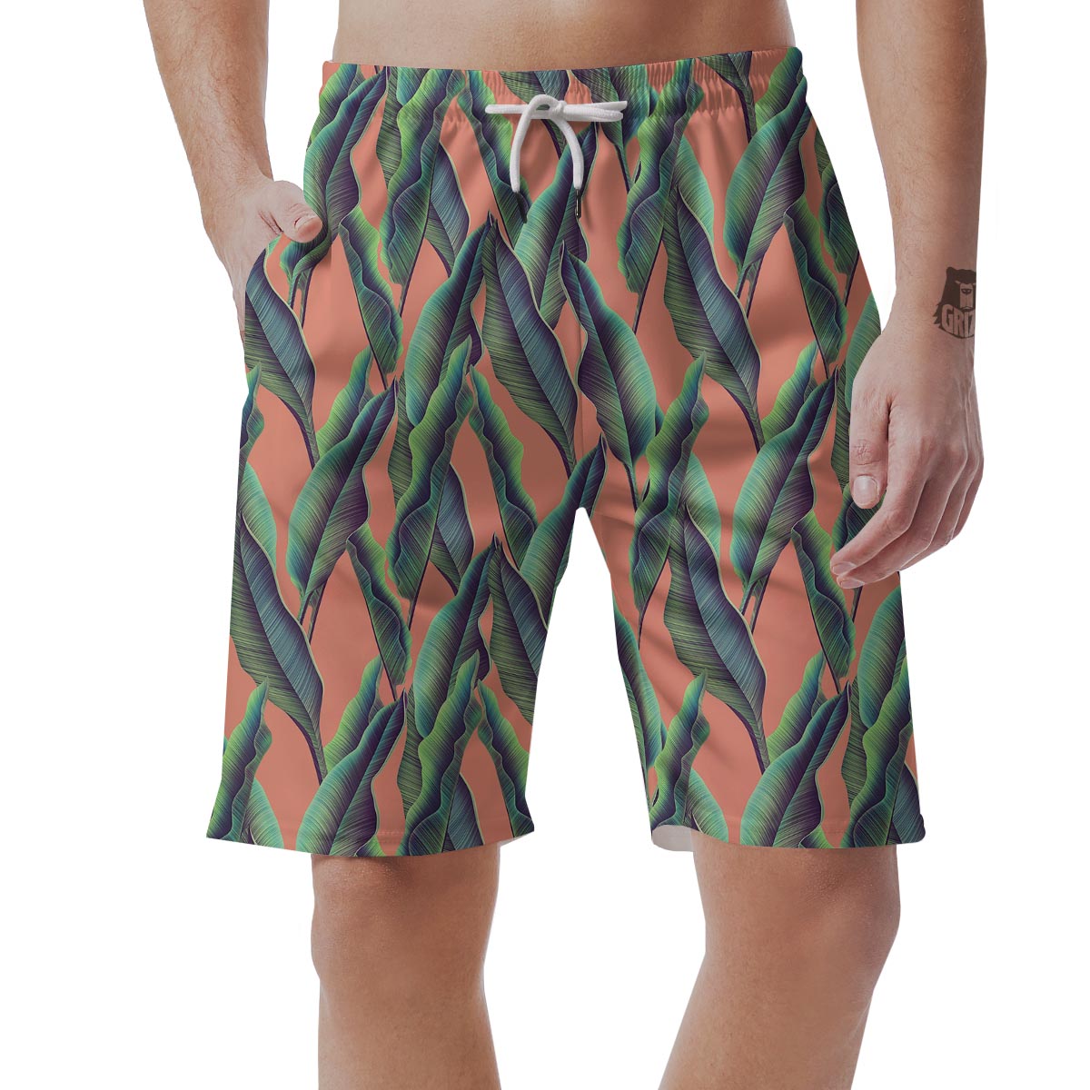 Banana Leaf Tropical Print Pattern Men's Shorts-grizzshop