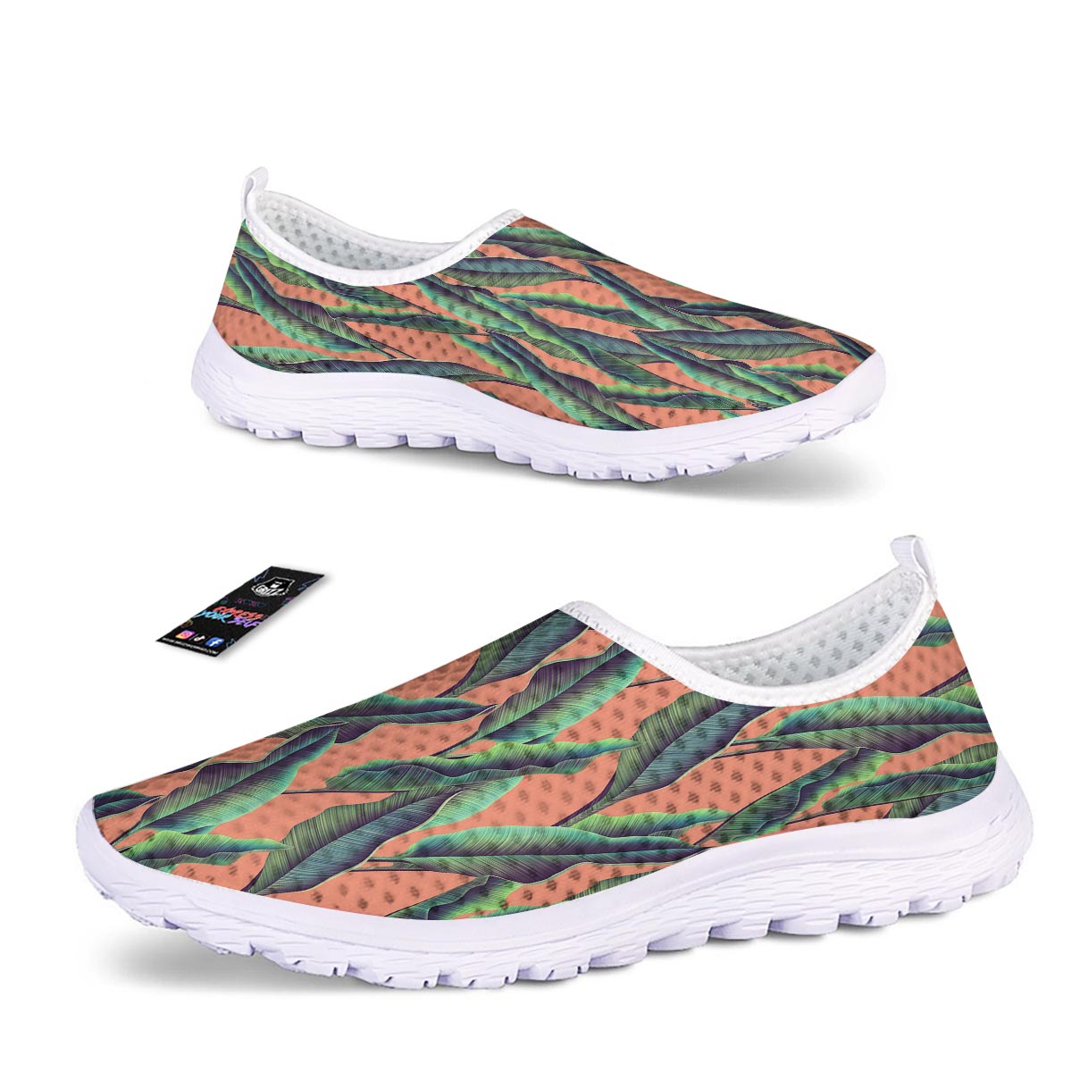Banana Leaf Tropical Print Pattern Nurse Shoes-grizzshop