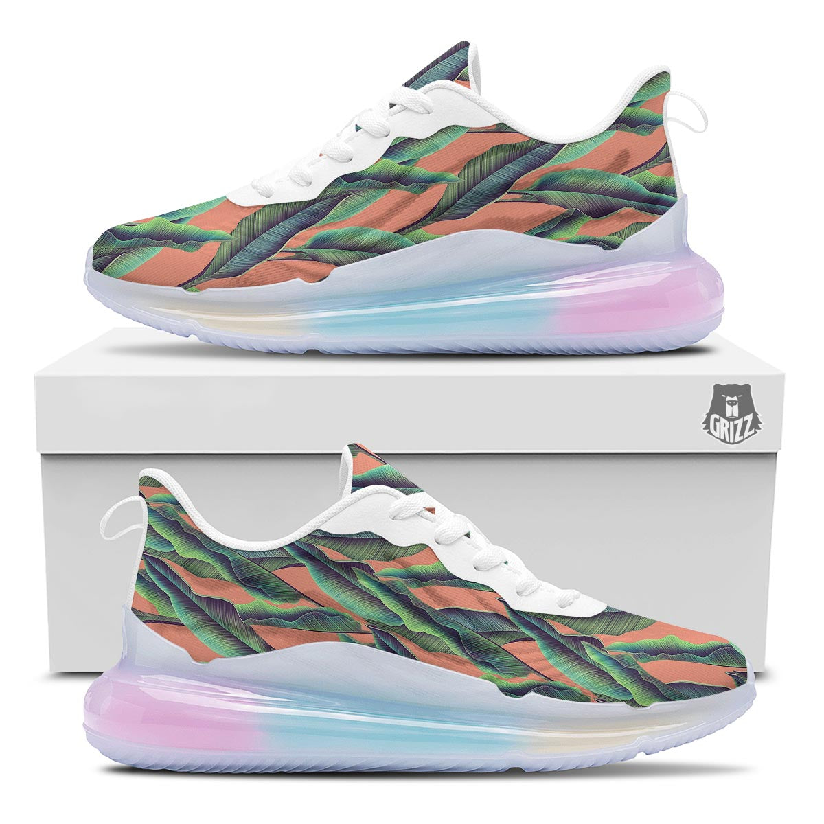Banana Leaf Tropical Print Pattern Running Sneakers-grizzshop
