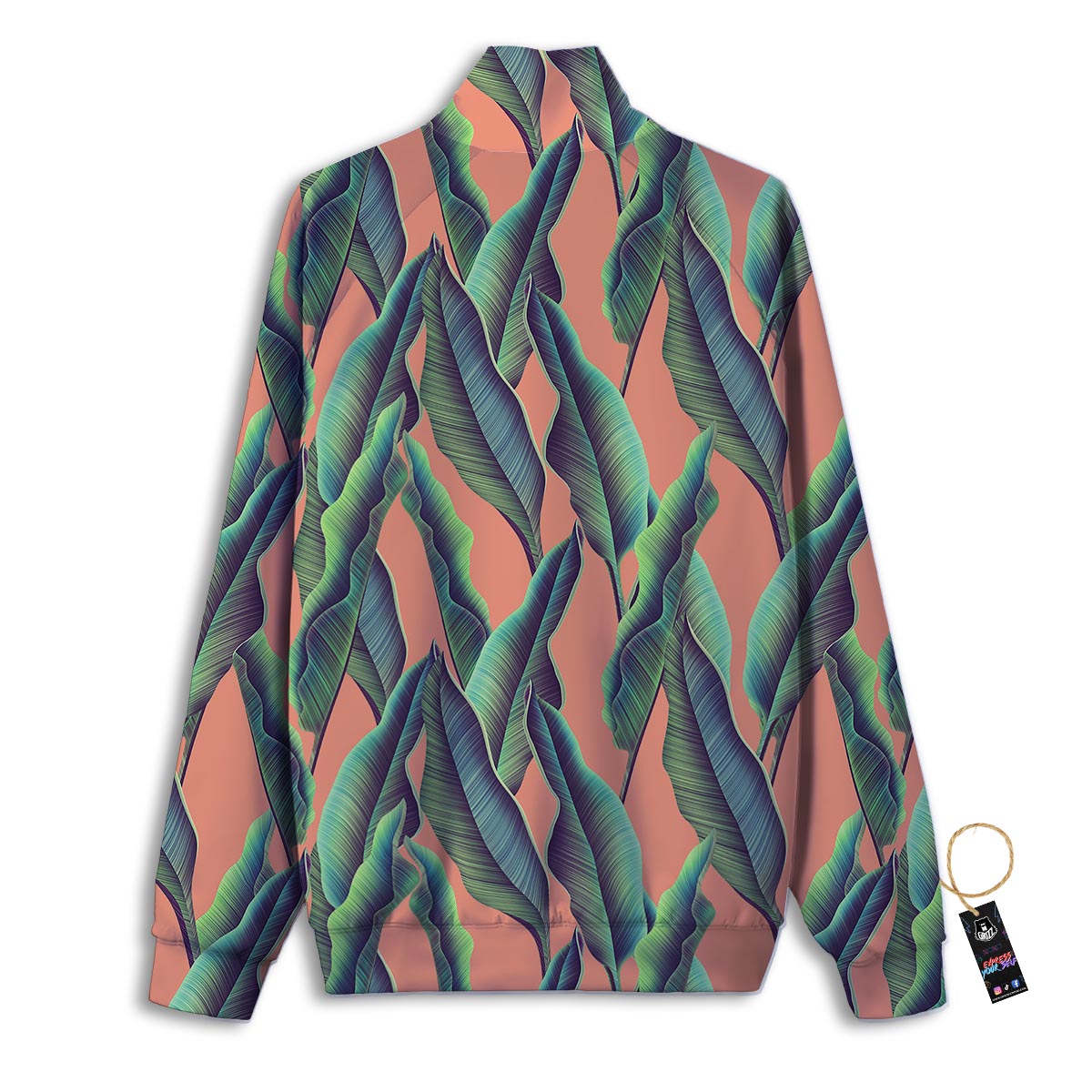 Banana Leaf Tropical Print Pattern Track Jacket-grizzshop