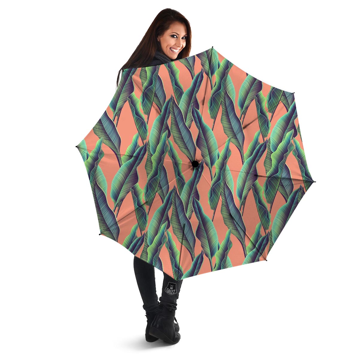 Banana Leaf Tropical Print Pattern Umbrella-grizzshop