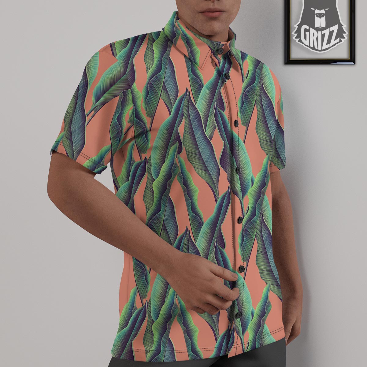 Banana Leaf Tropical Print Pattern Untucked Shirts-grizzshop