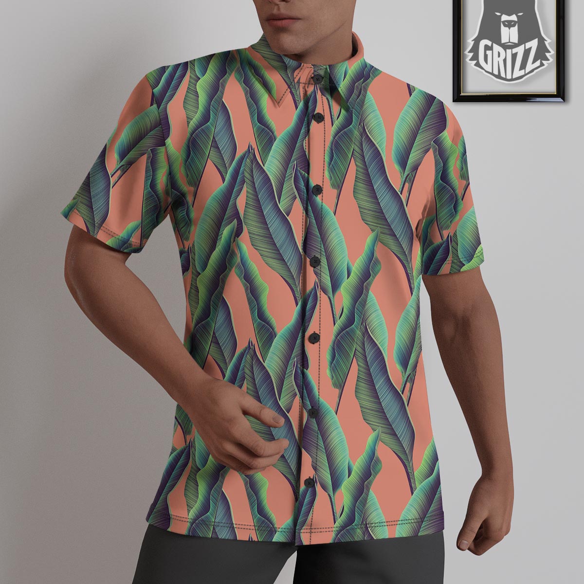 Banana Leaf Tropical Print Pattern Untucked Shirts-grizzshop