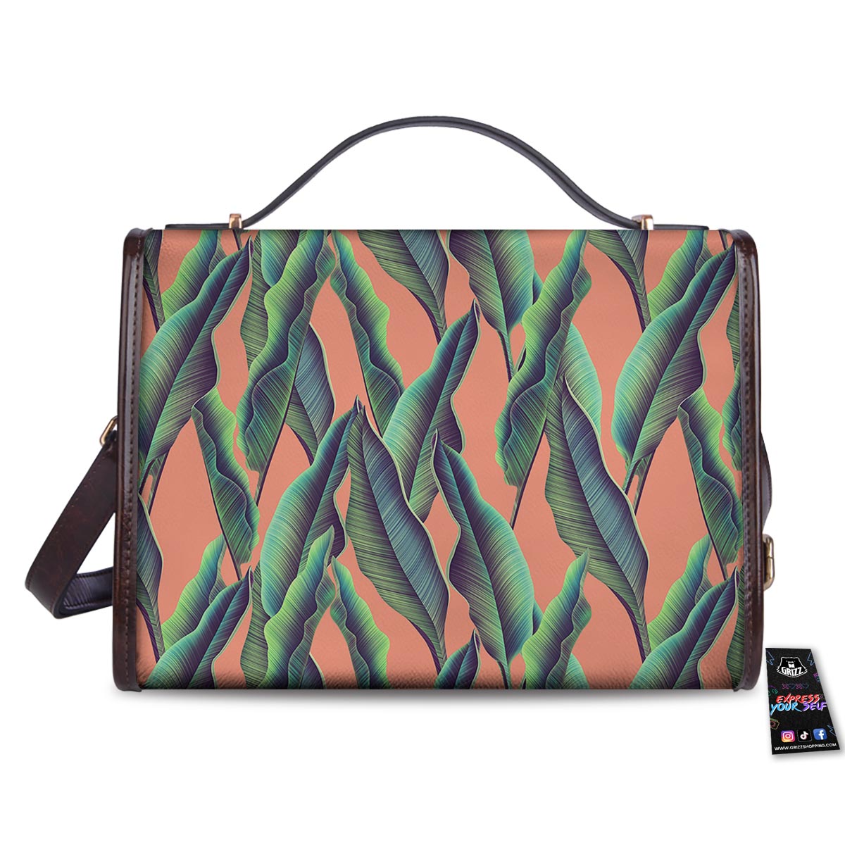 Banana Leaf Tropical Print Pattern Women's Satchel Bag-grizzshop