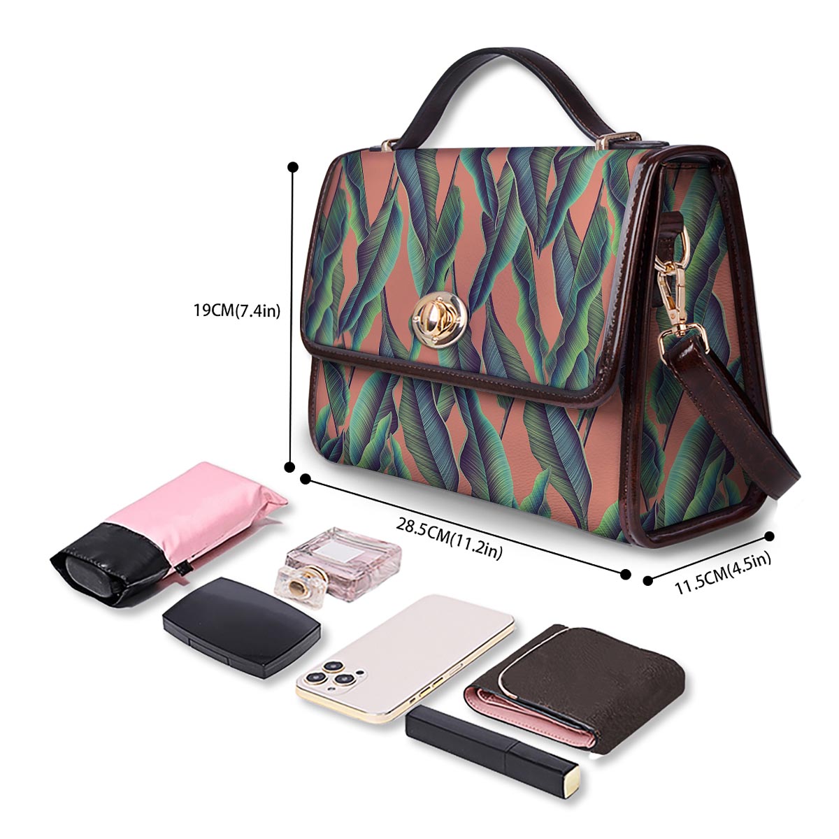 Banana Leaf Tropical Print Pattern Women's Satchel Bag-grizzshop