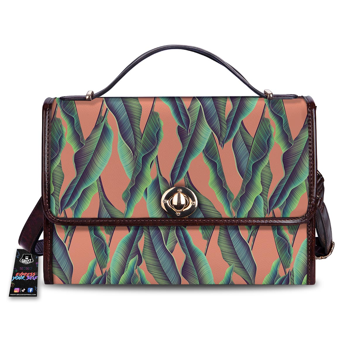 Banana Leaf Tropical Print Pattern Women's Satchel Bag-grizzshop