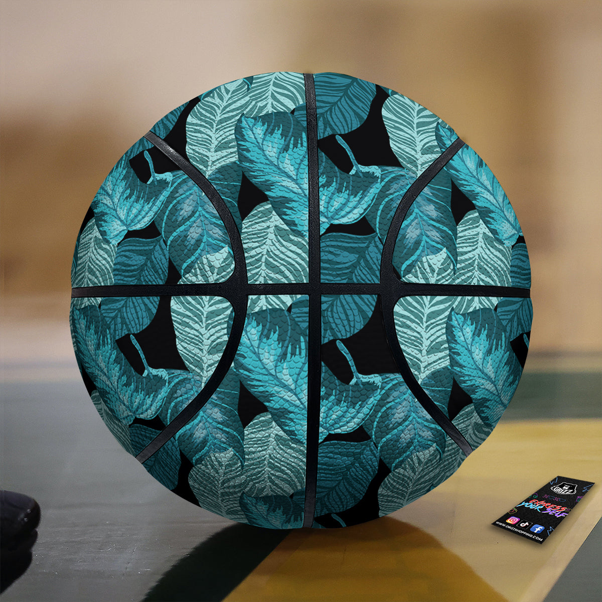 Banana Leaf Turquoise Print Pattern Basketball
