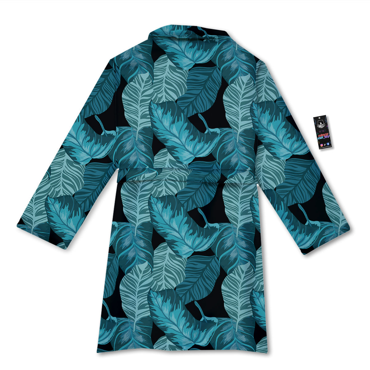 Banana Leaf Turquoise Print Pattern Bathrobe-grizzshop
