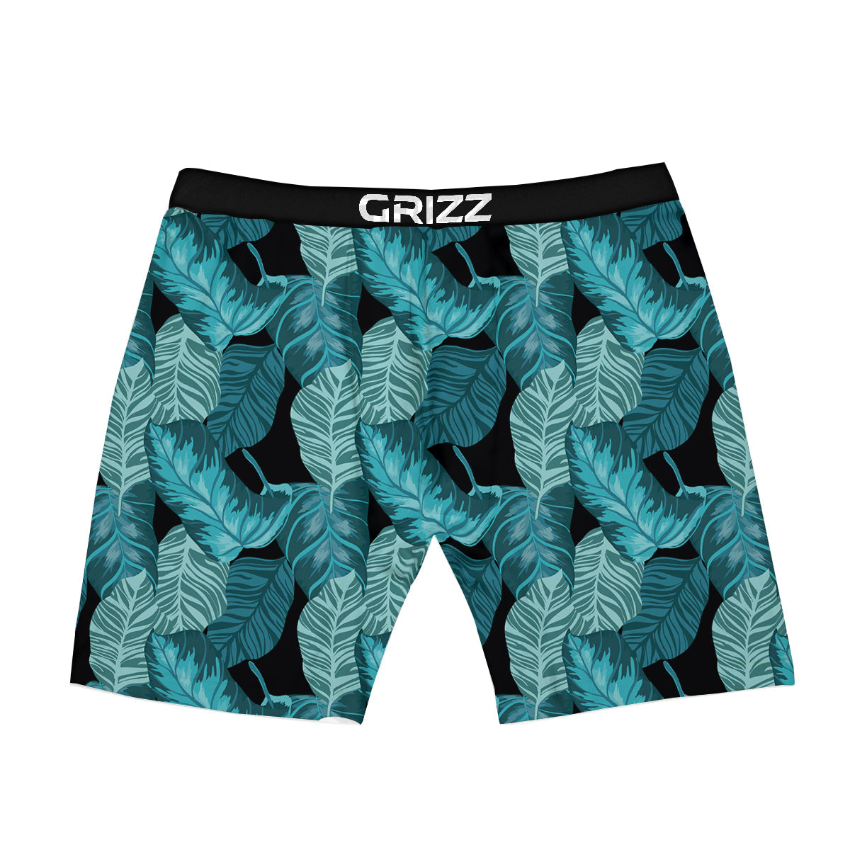 Banana Leaf Turquoise Print Pattern Boxer Briefs-grizzshop