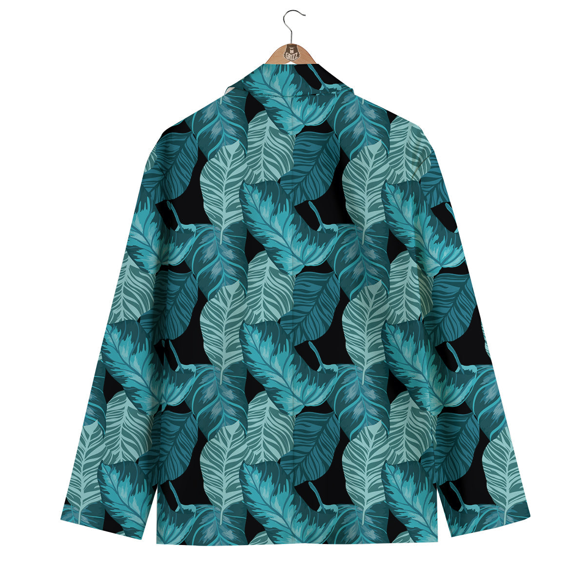 Banana Leaf Turquoise Print Pattern Men's Blazer-grizzshop