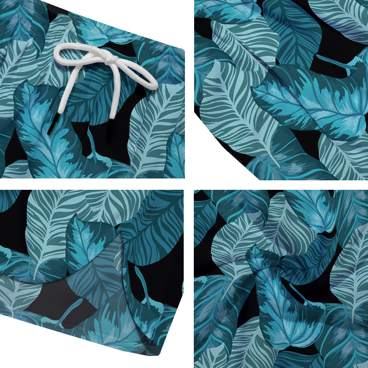 Banana Leaf Turquoise Print Pattern Men's Running Shorts-grizzshop