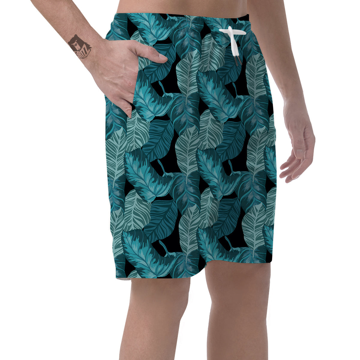 Banana Leaf Turquoise Print Pattern Men's Shorts-grizzshop