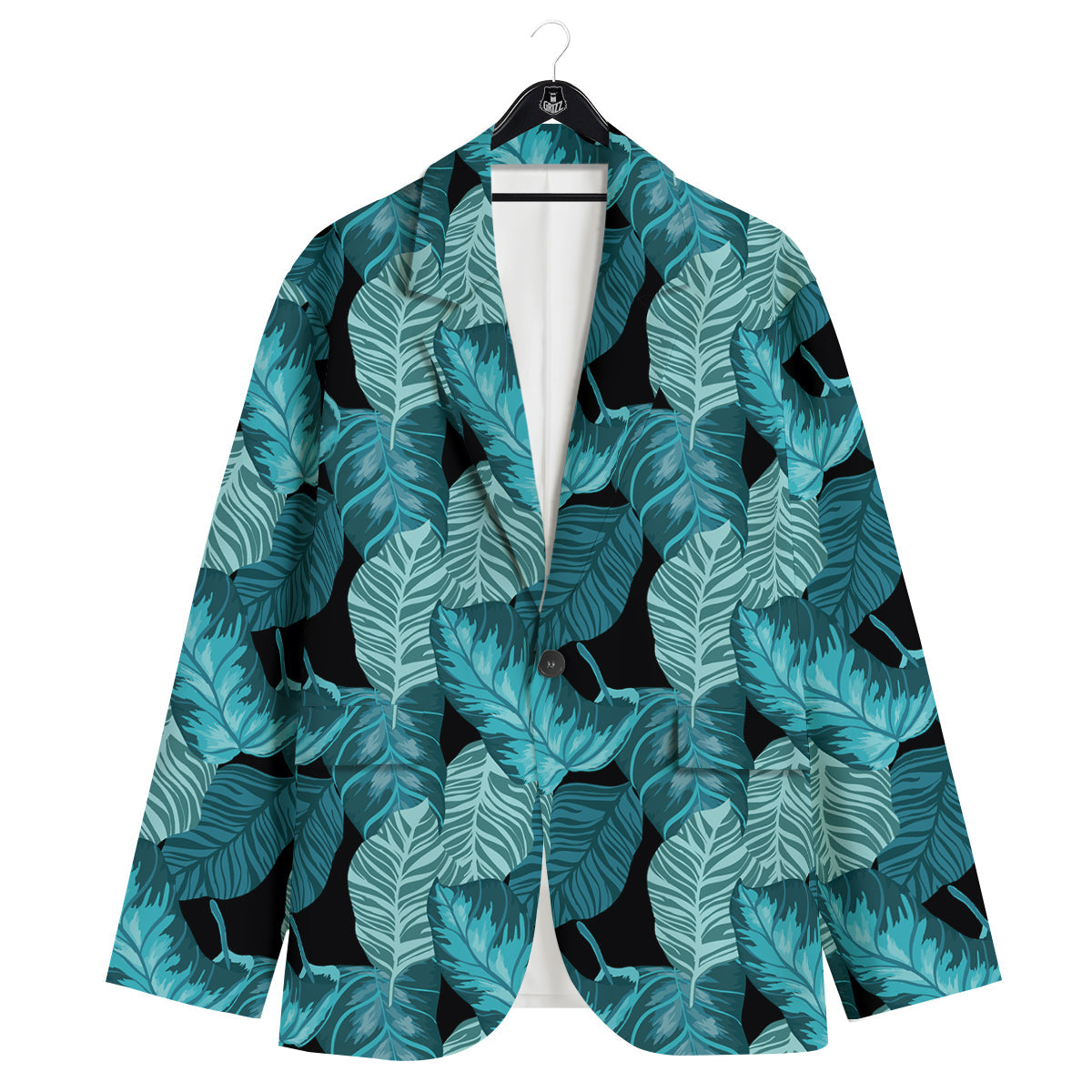 Banana Leaf Turquoise Print Pattern Men's Sport Coat-grizzshop