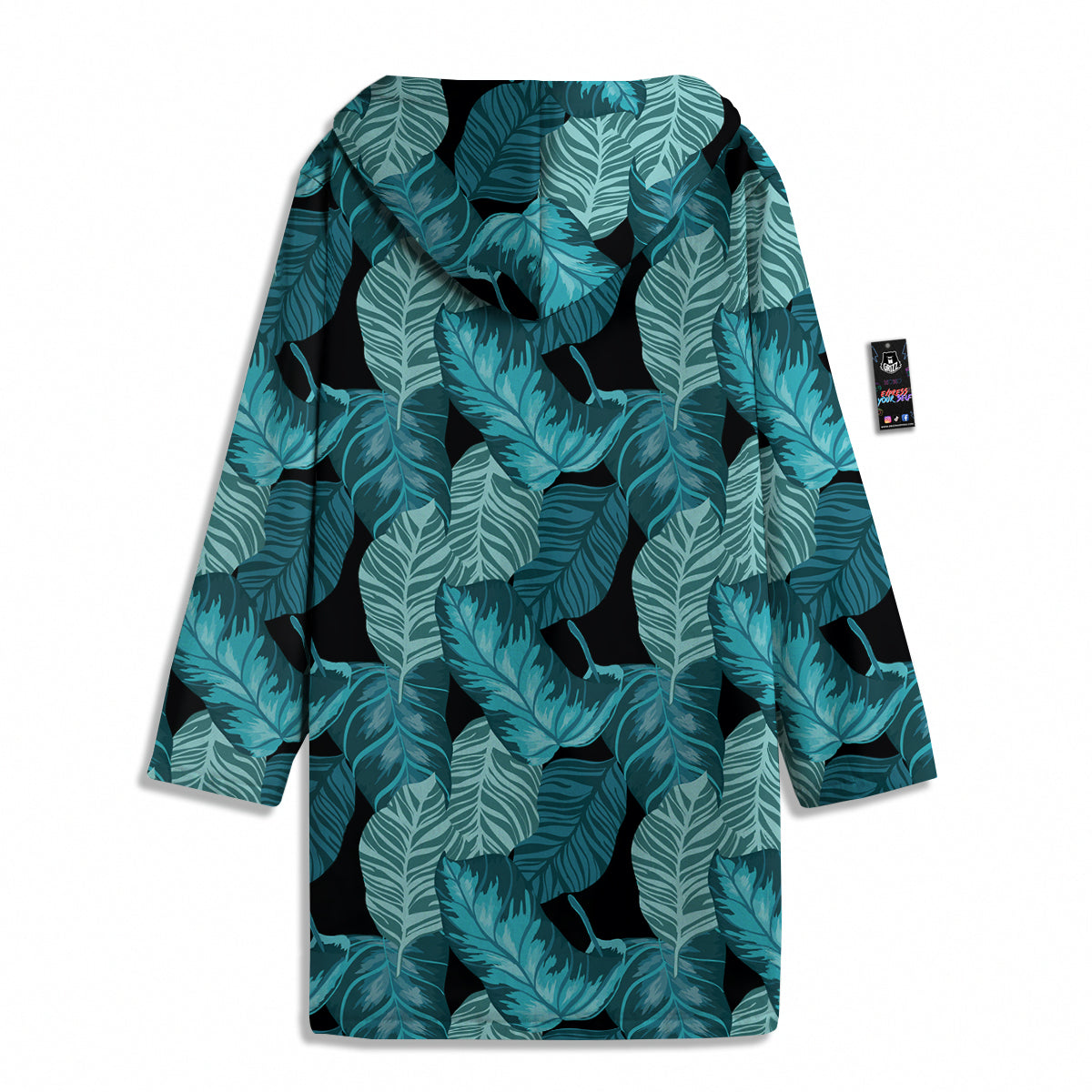 Banana Leaf Turquoise Print Pattern Men's Windbreaker Jacket-grizzshop