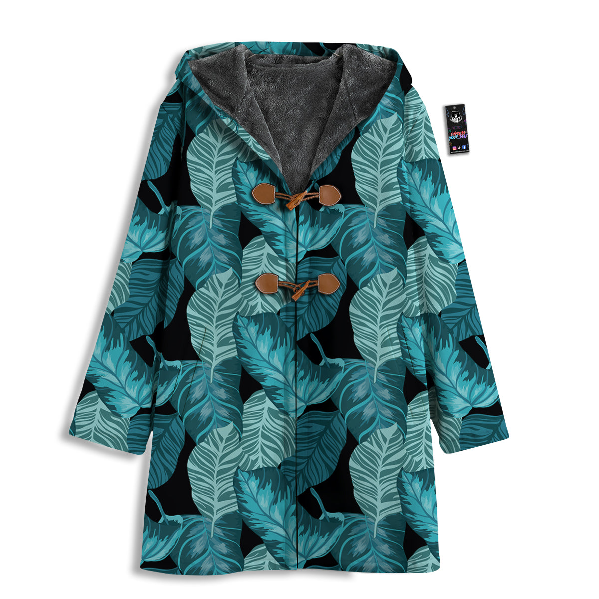 Banana Leaf Turquoise Print Pattern Men's Windbreaker Jacket-grizzshop
