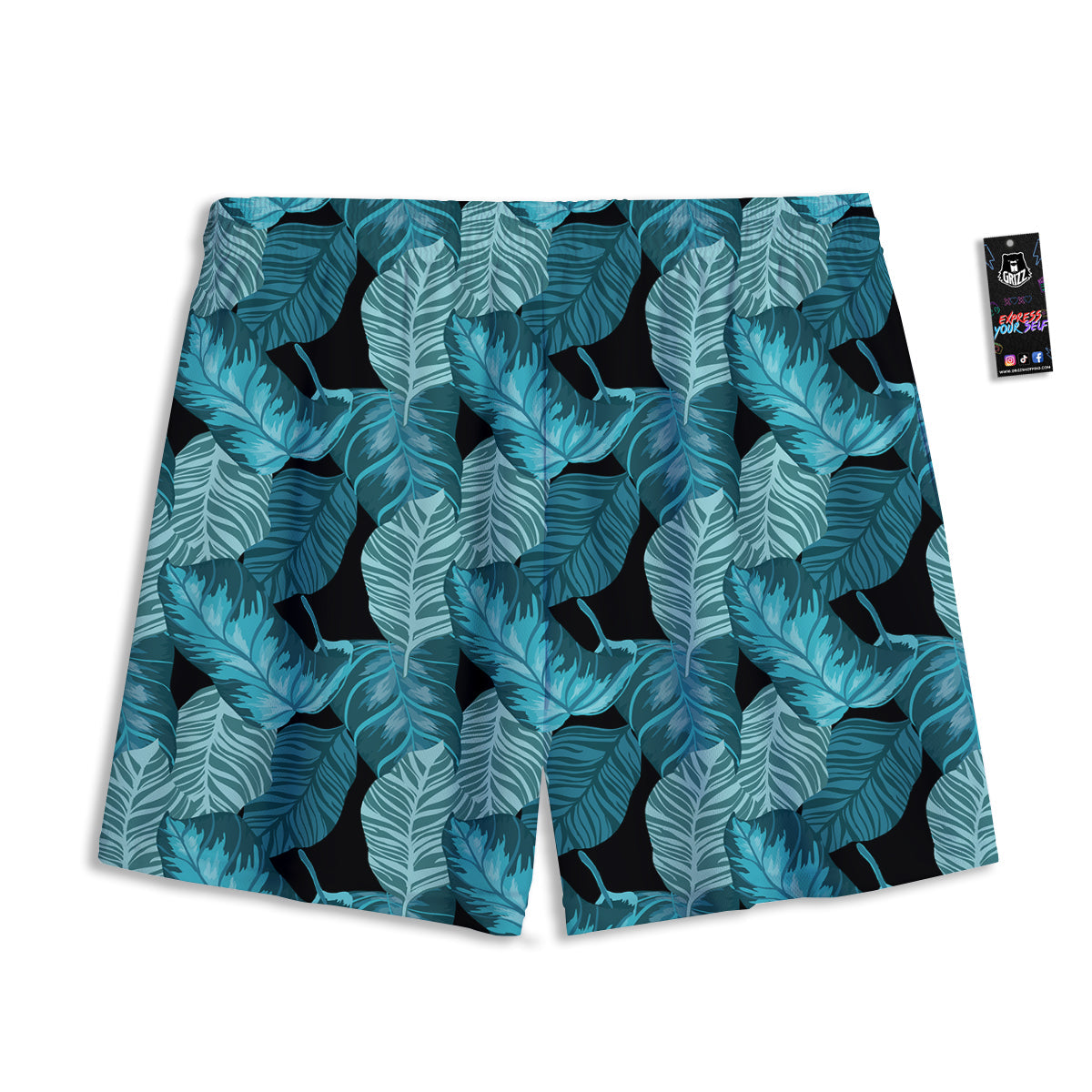 Banana Leaf Turquoise Print Pattern Mesh Shorts