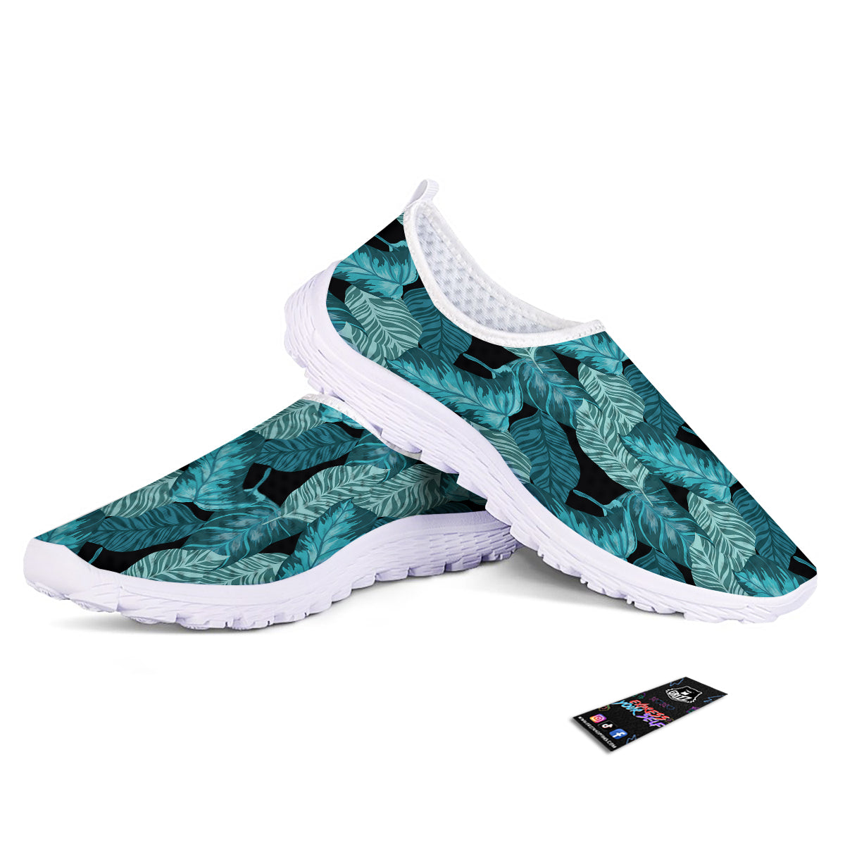 Banana Leaf Turquoise Print Pattern Nurse Shoes-grizzshop