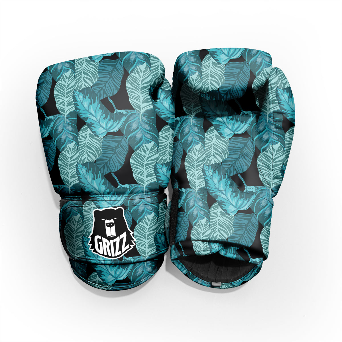 Banana Leaf Turquoise Print Pattern Pro Boxing Glove