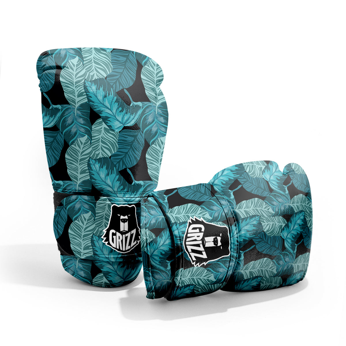 Banana Leaf Turquoise Print Pattern Pro Boxing Glove