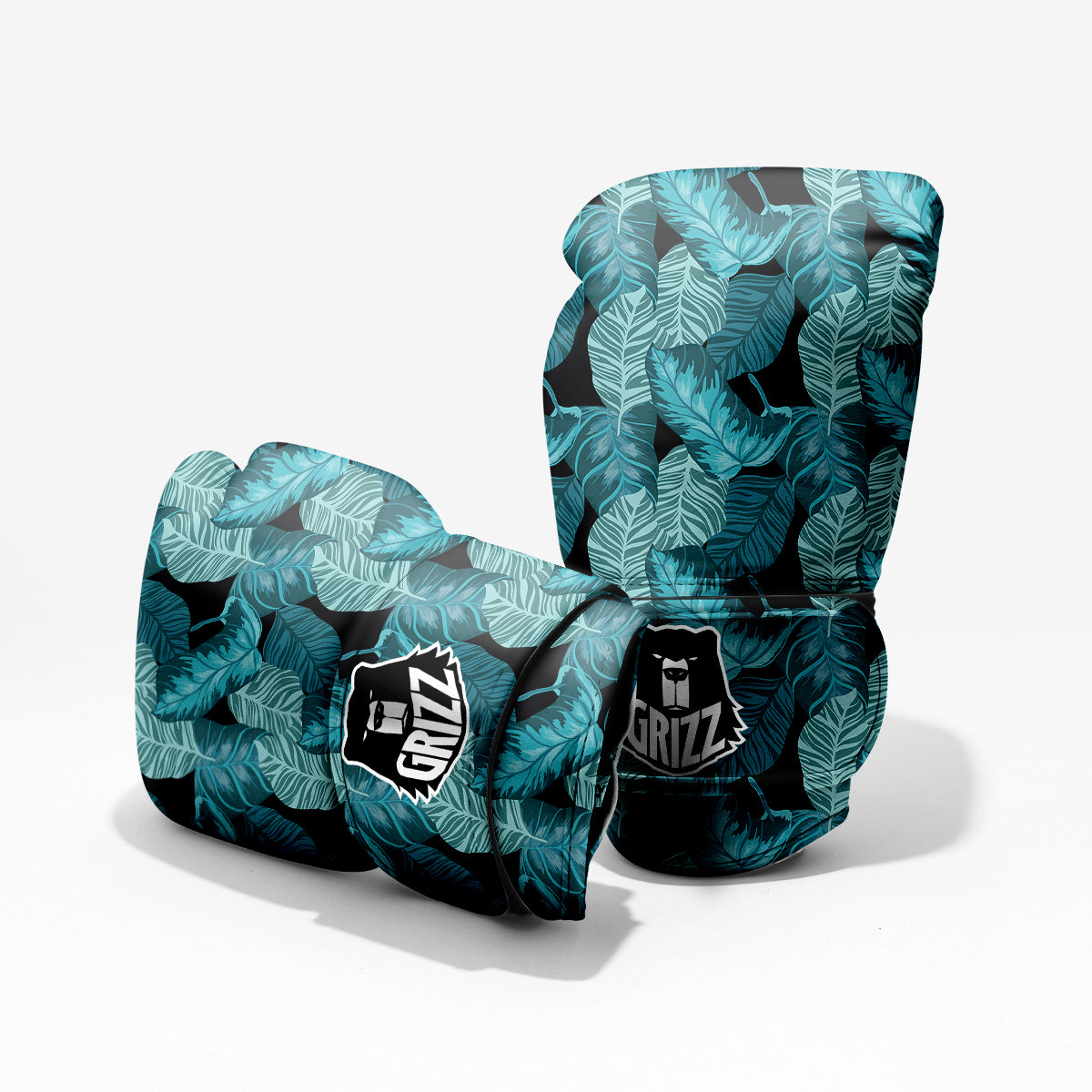Banana Leaf Turquoise Print Pattern Pro Boxing Glove