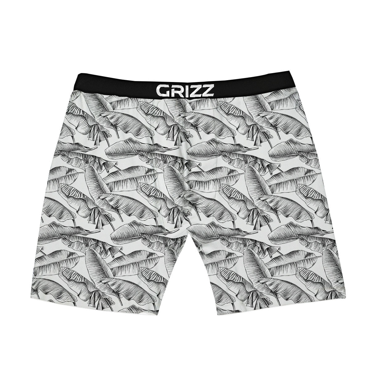 Banana Leaf White And Black Print Boxer Briefs-grizzshop