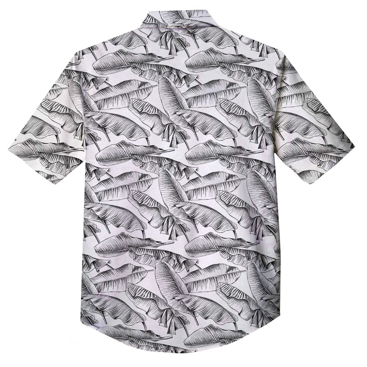 Banana Leaf White And Black Print Button Up Shirt-grizzshop