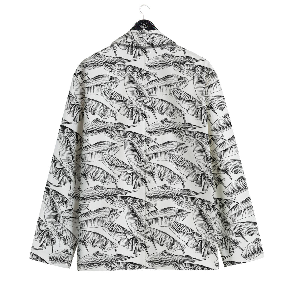 Banana Leaf White And Black Print Men's Sport Coat-grizzshop