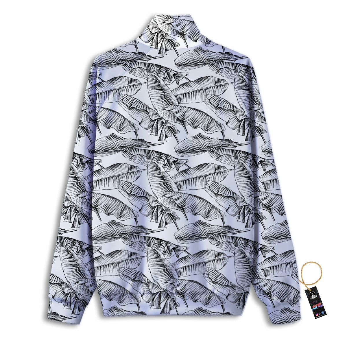 Banana Leaf White And Black Print Track Jacket-grizzshop